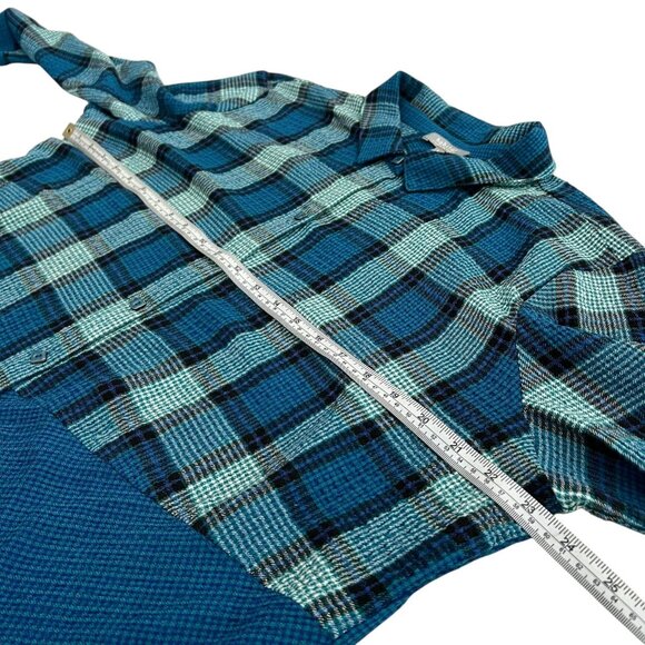 Habitat Clothes to Live In Asymmetric Plaid Tunic Flannel Blue Large Lagenlook - Picture 6 of 8